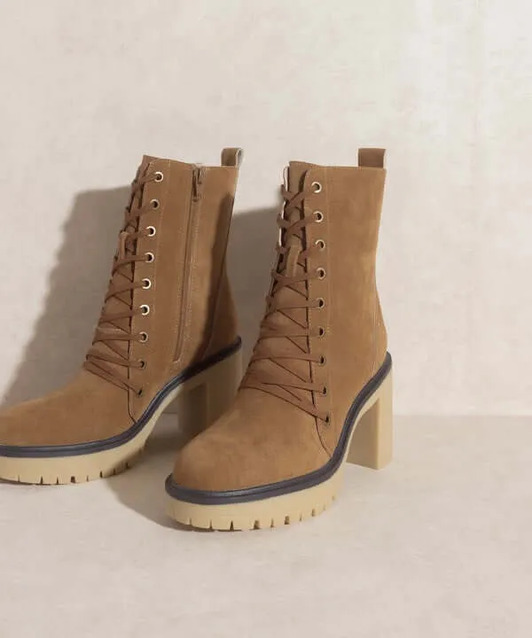 OASIS SOCIETY Jenna - Brown Platform Military Combat Boots