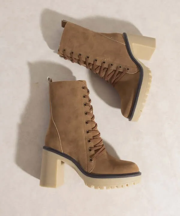 OASIS SOCIETY Jenna - Brown Platform Military Combat Boots