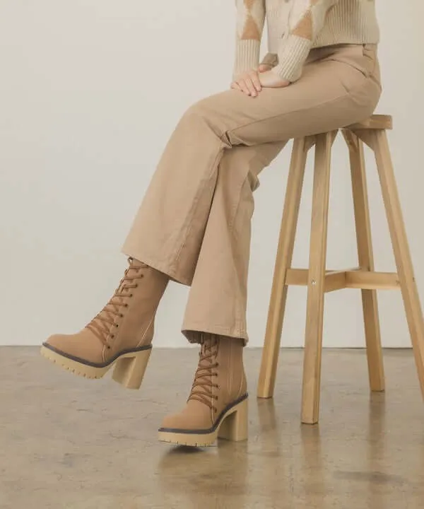 OASIS SOCIETY Jenna - Brown Platform Military Combat Boots