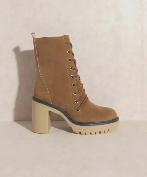 OASIS SOCIETY Jenna - Brown Platform Military Combat Boots