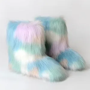 Pastel Blue Fuzzy Boots