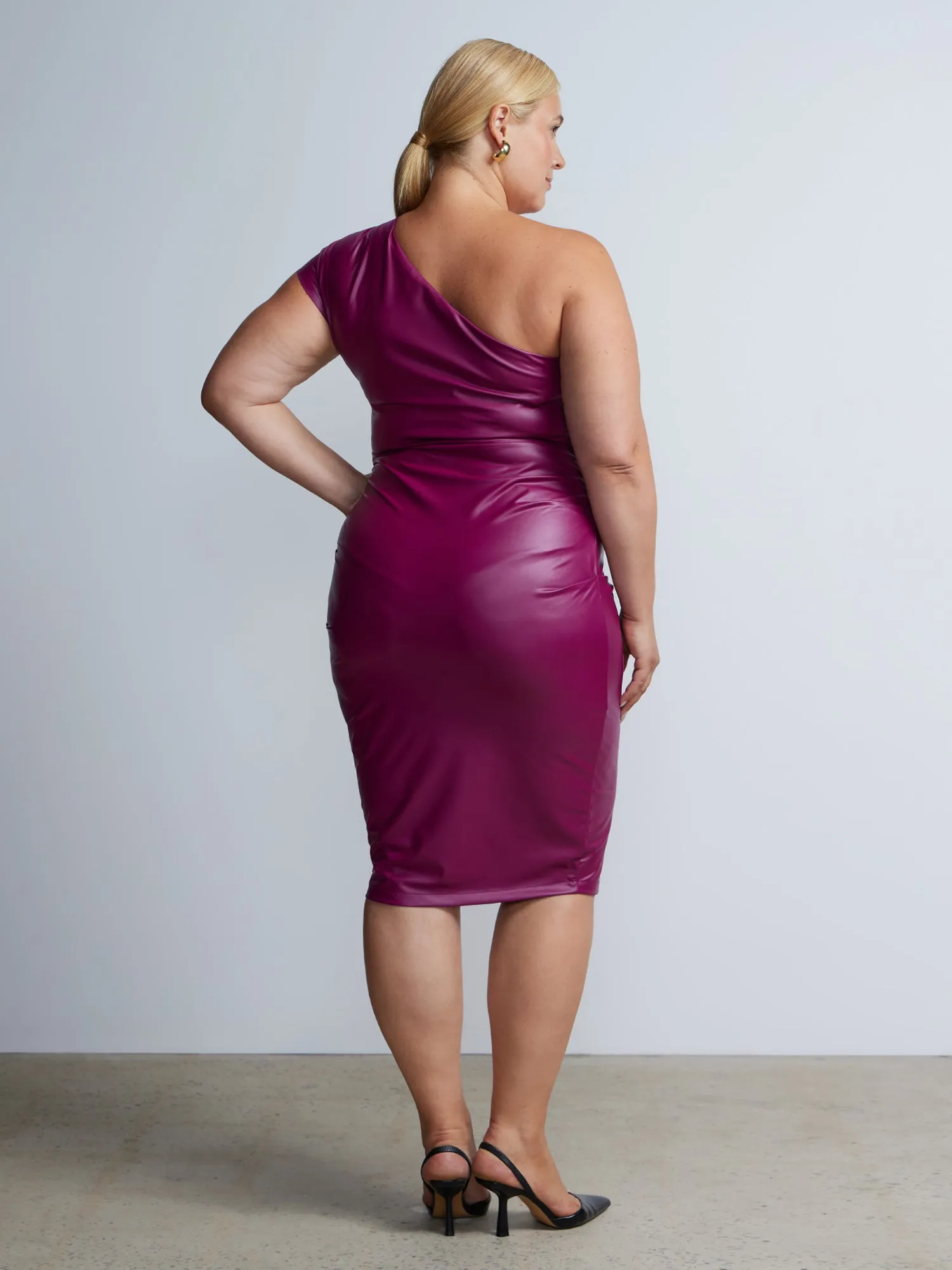 Plus One Shoulder Drape Dress