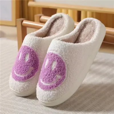 Purple Smiley Face Slippers