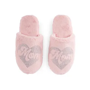 "Mom" Heart Slippers in Blush