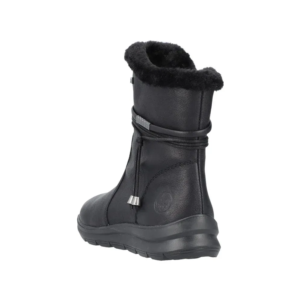 Rieker Black Boots with Lining - Z0070 - 00