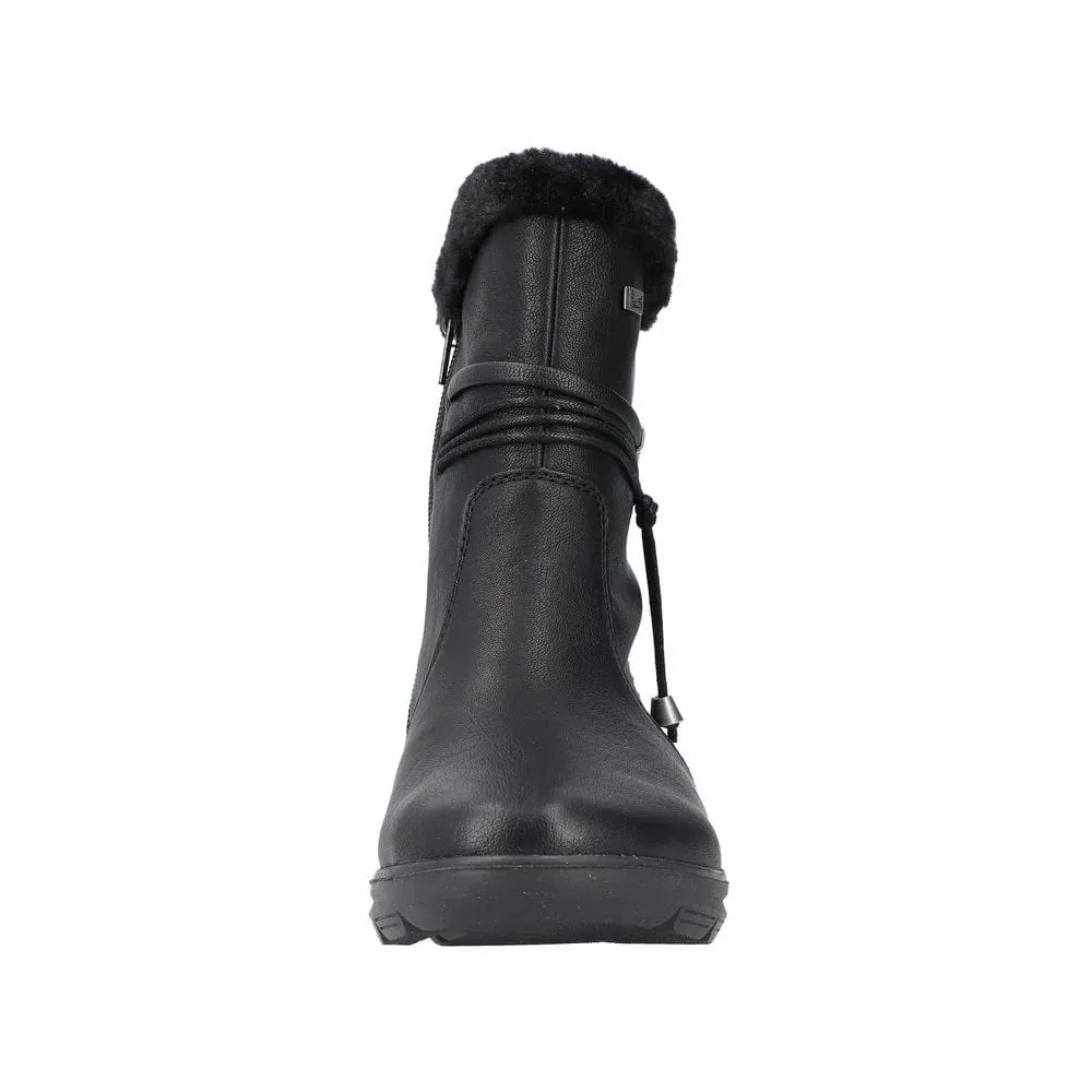 Rieker Black Boots with Lining - Z0070 - 00