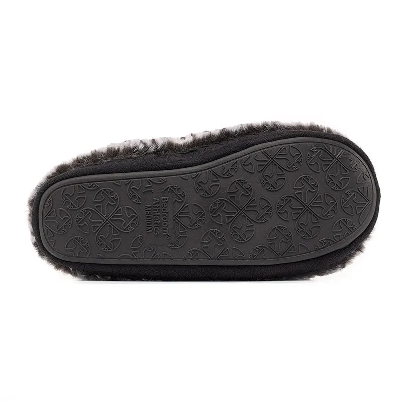Sabor - Leopard Patterned Faux Fur Slipper Boot - Charcoal Leopard
