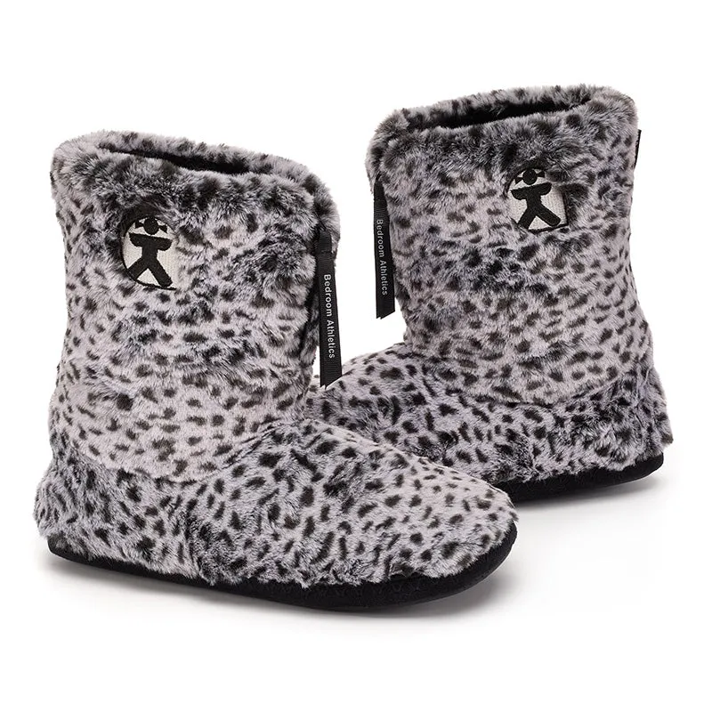 Sabor - Leopard Patterned Faux Fur Slipper Boot - Charcoal Leopard