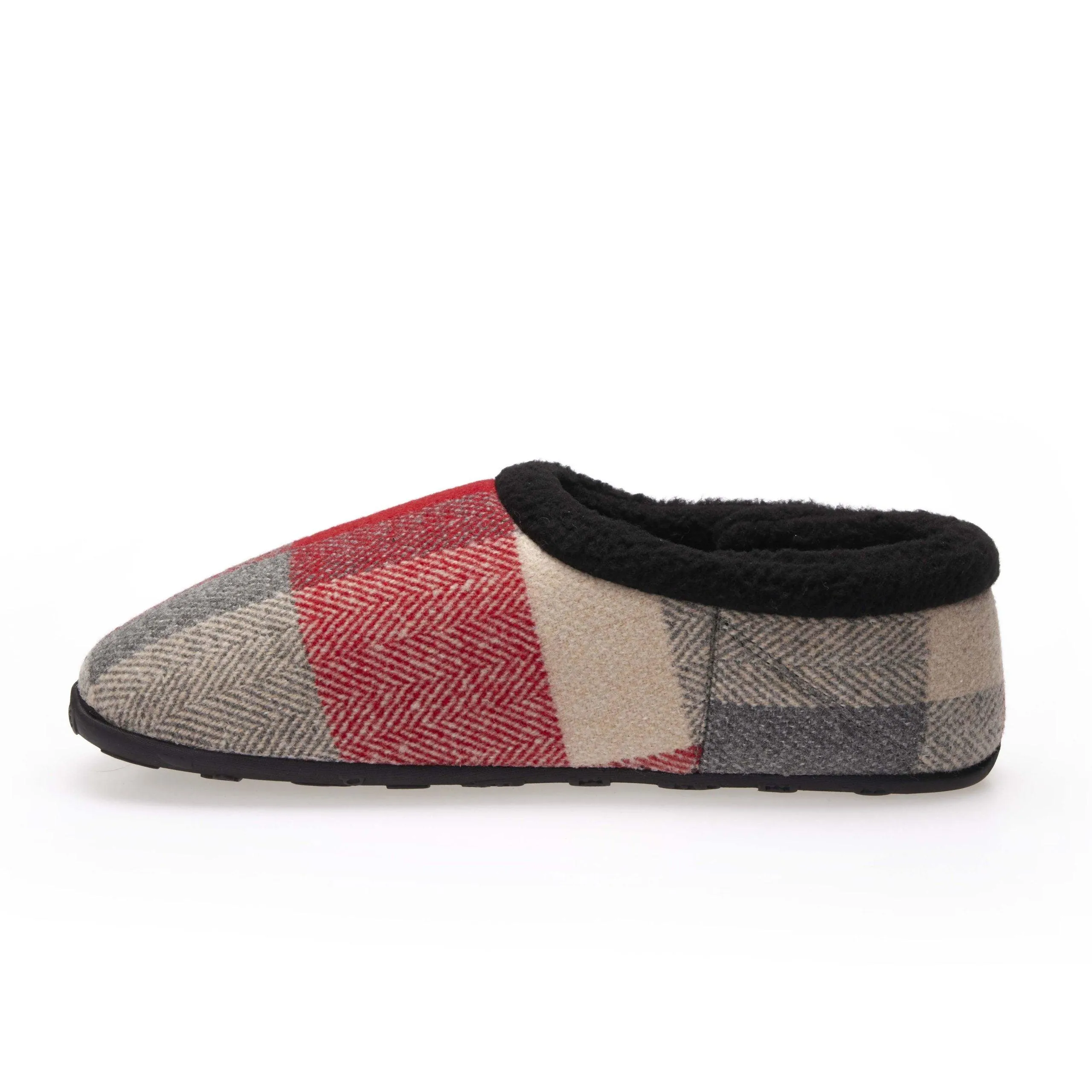 Sam - Red Cream Herringbone Check Men's Slippers