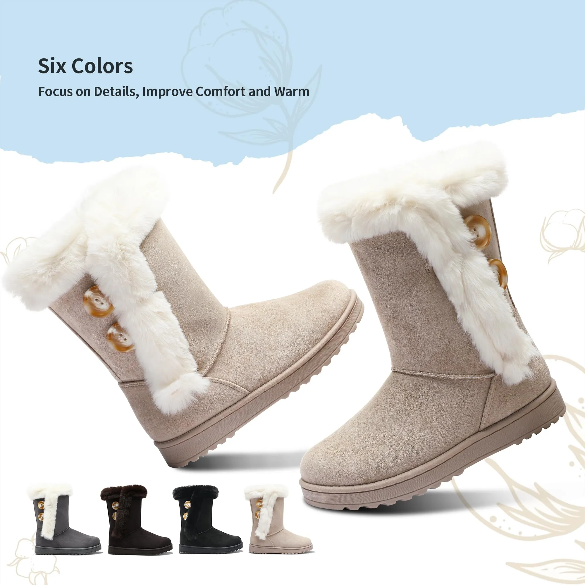 Sand Fashionable Winter Fur Lined Snow Boots