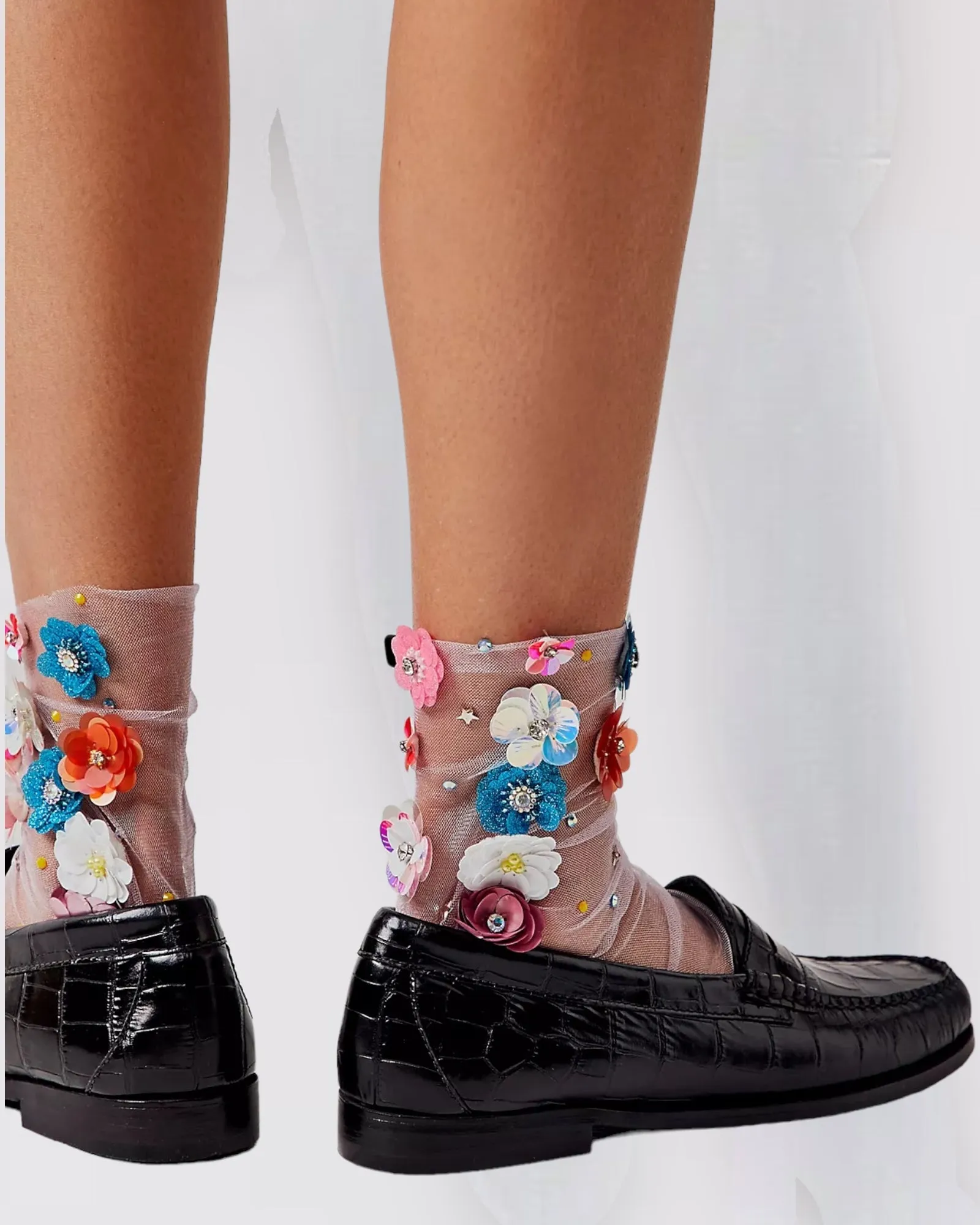 Secret Garden Sock - White