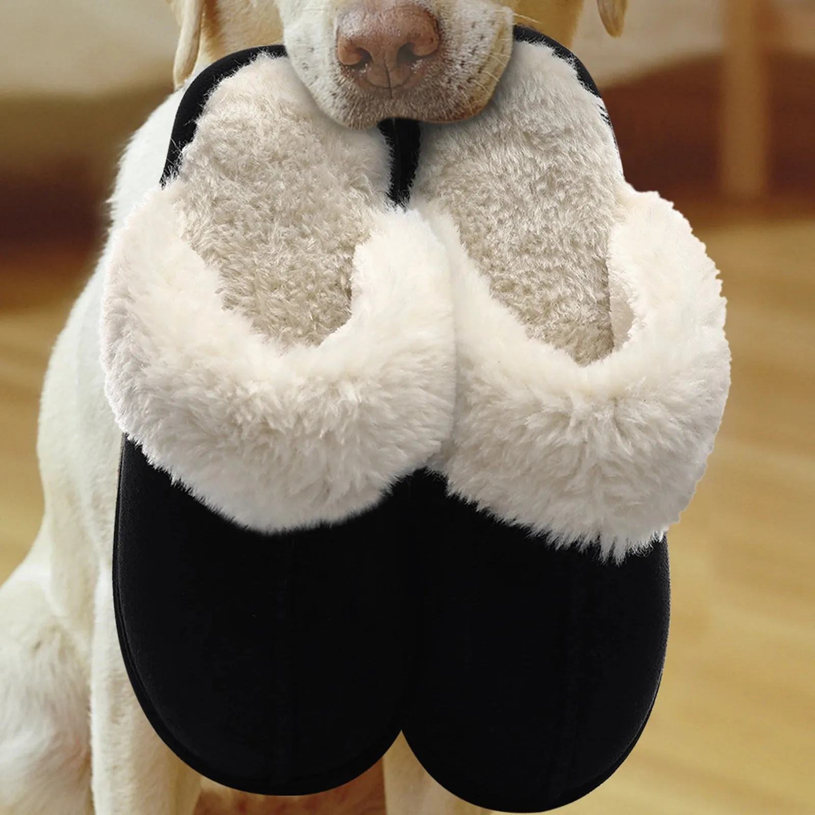 Shevalues Fashion Fur Slippers Women Fluffy Winter House Shoes Memory Foam Fuzzy Slippers Short Plush Slipper Indoor And Outdoor