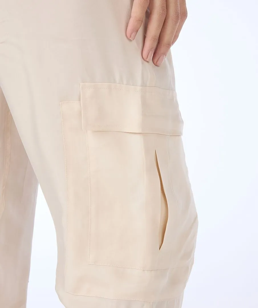 Tana Trousers RIB Cupro in Sand Color - EsQualo SP2410031
