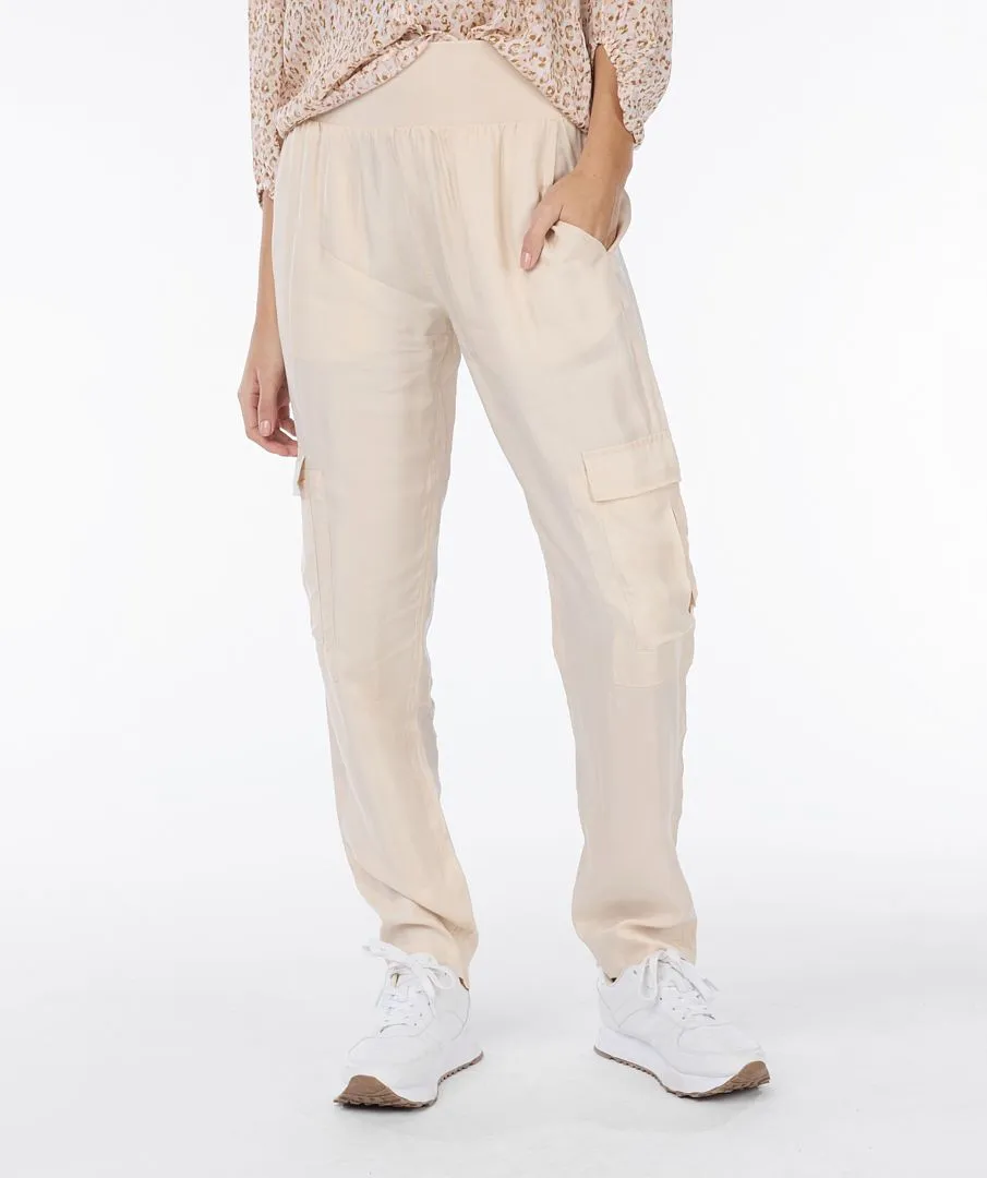 Tana Trousers RIB Cupro in Sand Color - EsQualo SP2410031