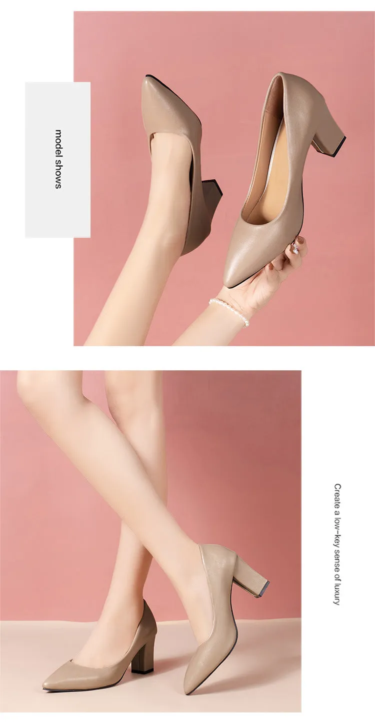 Women's Fashion High Heels Slip-on Pointed Toe Shoes - 520
