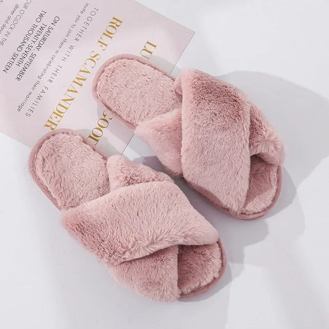 Women's Faux Furry House Slippers