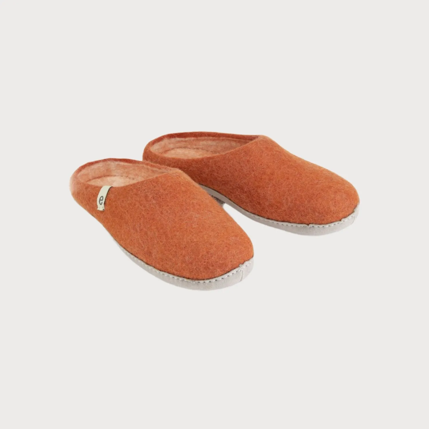 Wool Felt Slippers: Clay