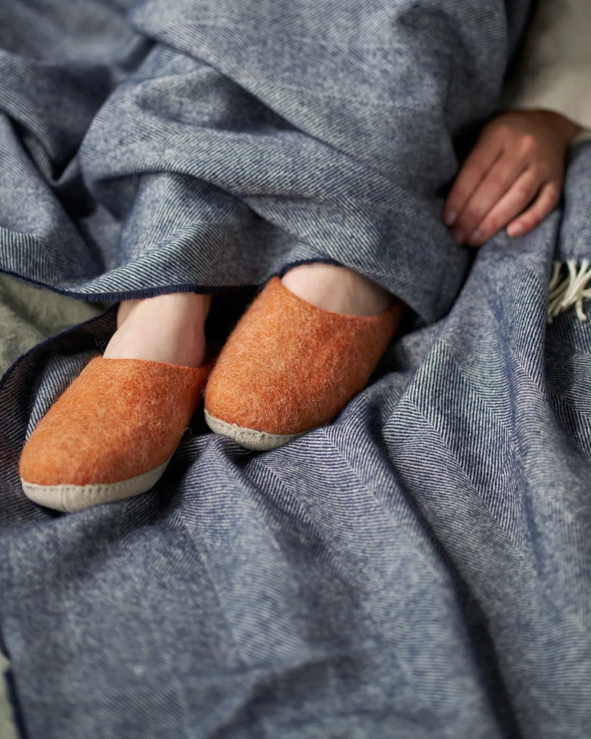 Wool Felt Slippers: Clay