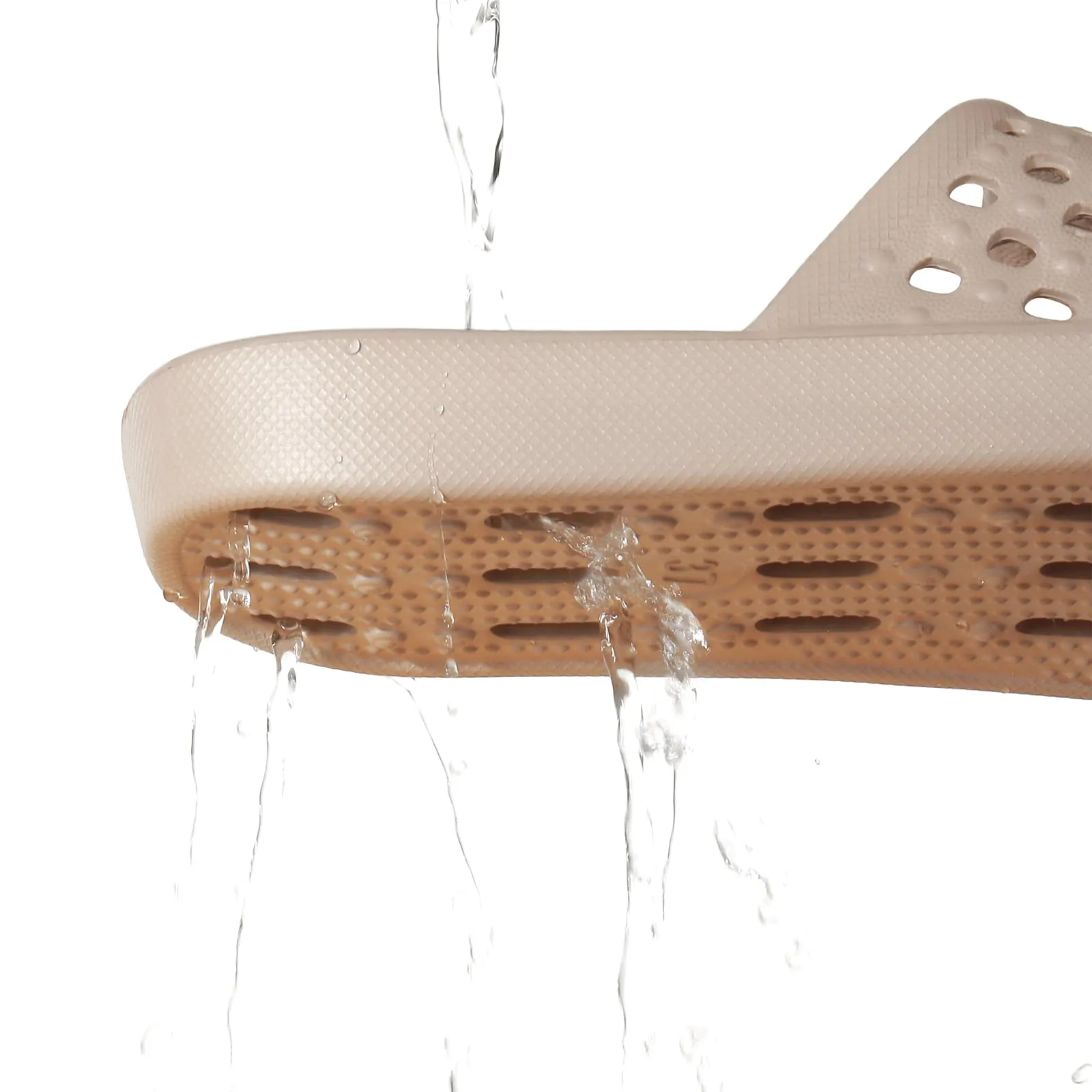 WOTTE Shower Sandals Women Quick Drying Bath Slippers Non Slip Dorm Shoes Size 5.5 Beige