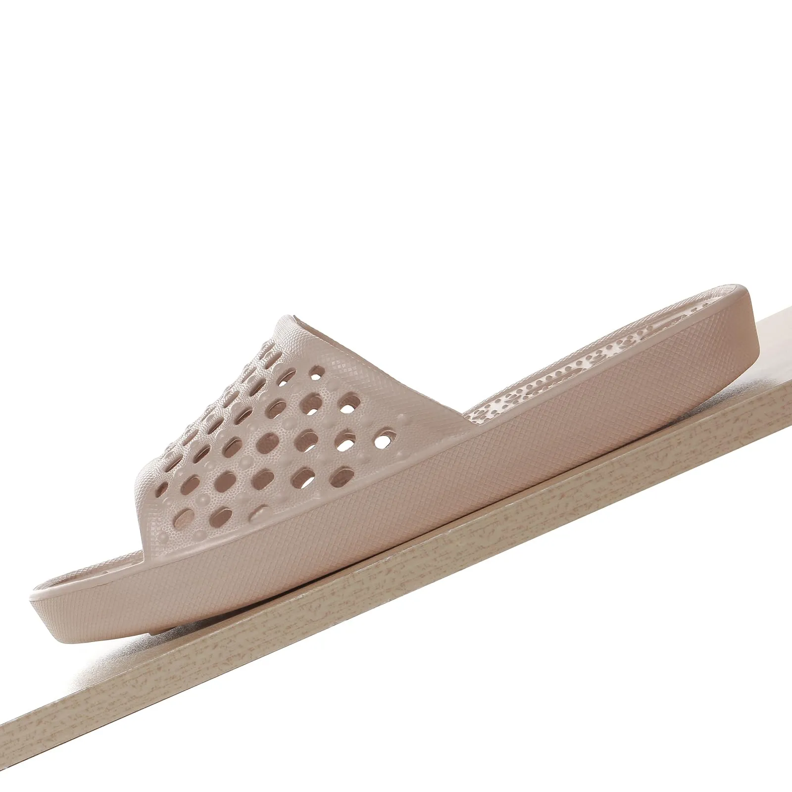 WOTTE Shower Sandals Women Quick Drying Bath Slippers Non Slip Dorm Shoes Size 5.5 Beige