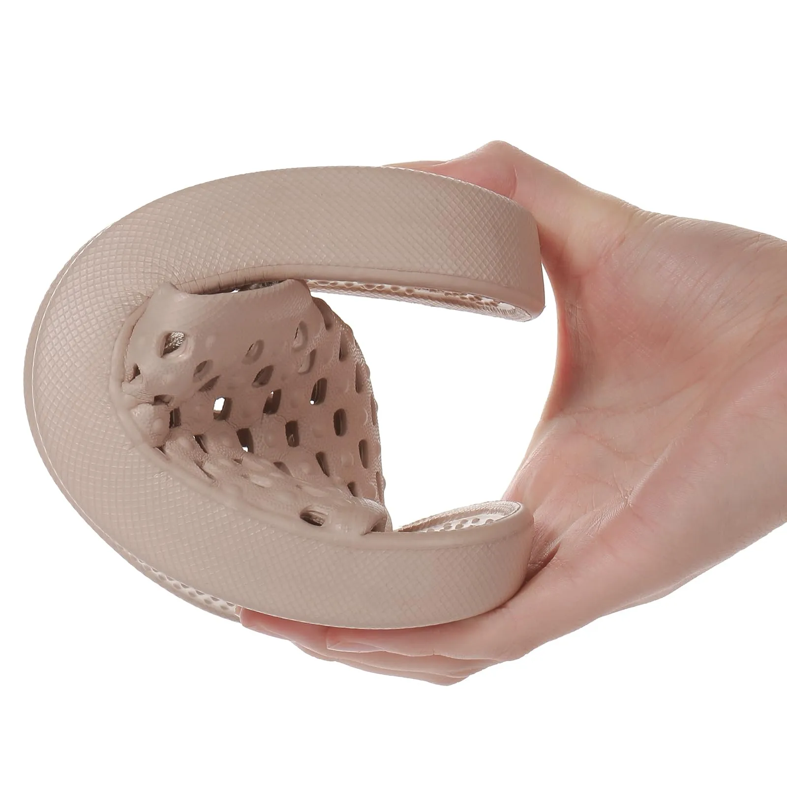 WOTTE Shower Sandals Women Quick Drying Bath Slippers Non Slip Dorm Shoes Size 5.5 Beige