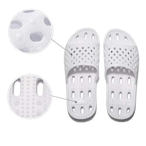 WOTTE Shower Sandals Women Quick Drying Bath Slippers Non Slip Dorm Shoes Size 5.5 White