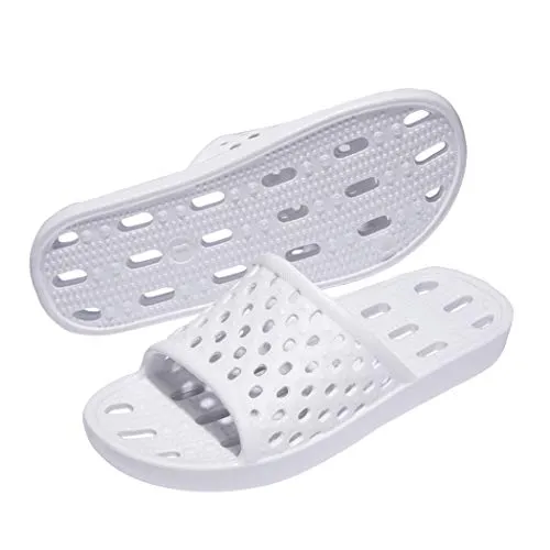 WOTTE Shower Sandals Women Quick Drying Bath Slippers Non Slip Dorm Shoes Size 5.5 White