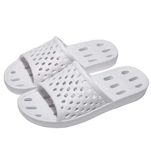 WOTTE Shower Sandals Women Quick Drying Bath Slippers Non Slip Dorm Shoes Size 5.5 White