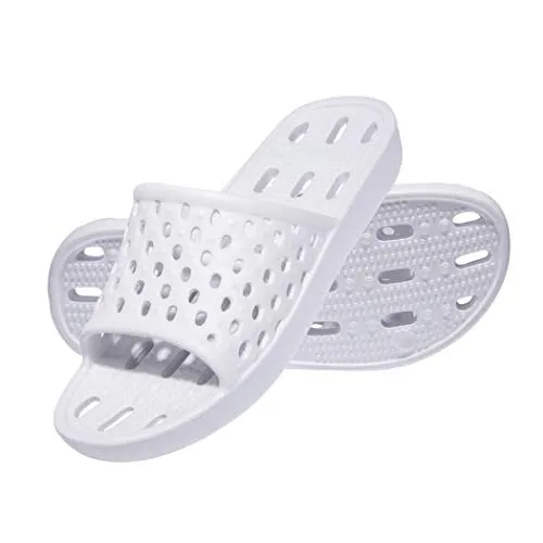WOTTE Shower Sandals Women Quick Drying Bath Slippers Non Slip Dorm Shoes Size 5.5 White