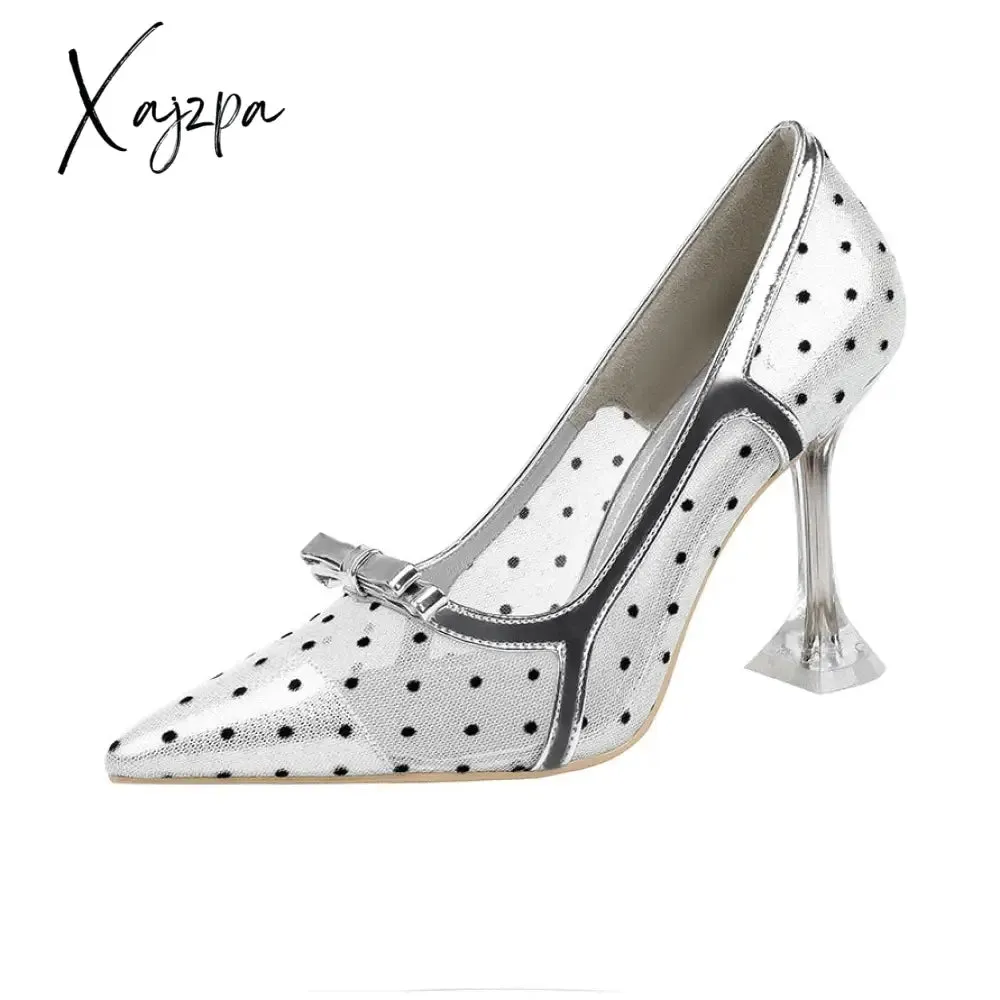 Xajzpa - Sexy Little Heels Net Cat with Women's Single Shoe Bow Sexy Web Celebrity Women's Shoes High Heels  Heels for Women