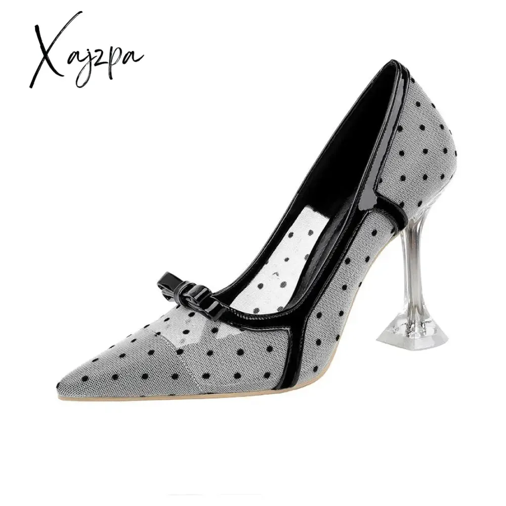 Xajzpa - Sexy Little Heels Net Cat with Women's Single Shoe Bow Sexy Web Celebrity Women's Shoes High Heels  Heels for Women
